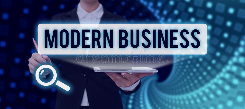 Text caption presenting Modern BusinessIntroduction to the philosophy of large corporate enterprise. Word Written on stock photos