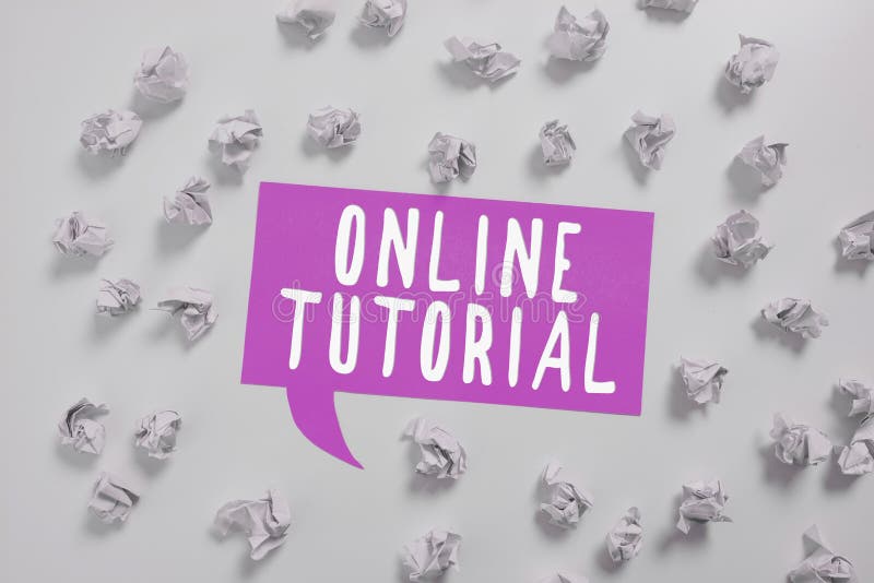 Text caption presenting Online Tutorial. Word for An individual is being trained under digital technology royalty free stock photos