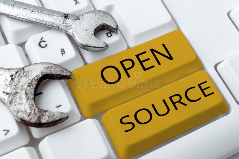 Text caption presenting open source word written on contains the 