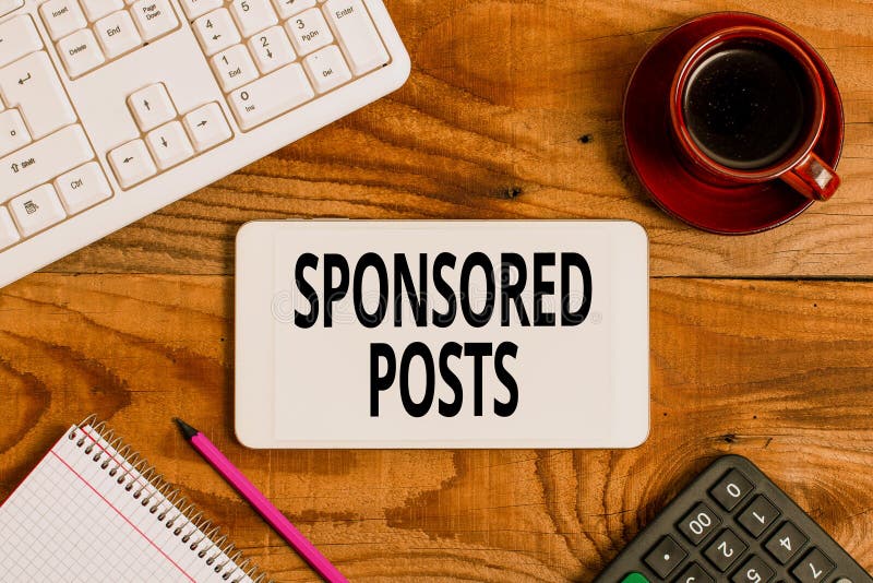 Conceptual caption Sponsored Posts. Business approach post that a business pays to distribute to a wider audiences royalty free stock photo