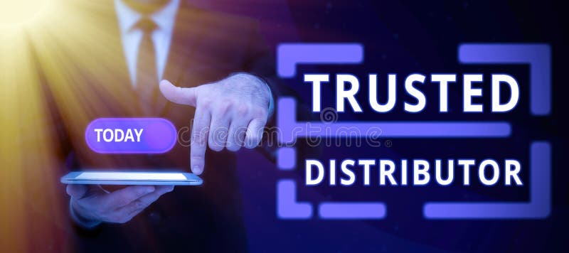 Text caption presenting Trusted Distributor. Business concept Authorized Supplier Credible Wholesale Representative royalty free stock image