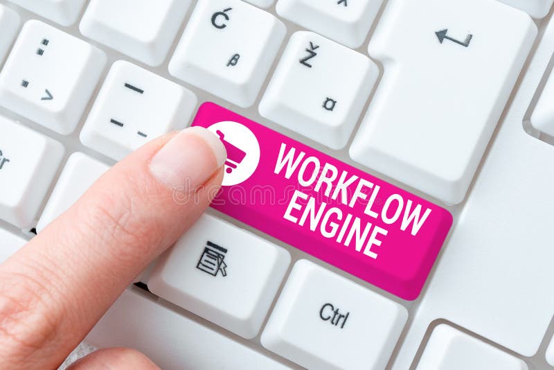 Hand writing sign Workflow Engine, Word Written on software application that manages business processes Typing Difficult Program Codes, Writing New Educational Book. Processes typing difficult program codes stock images, royalty-free photos and pictures