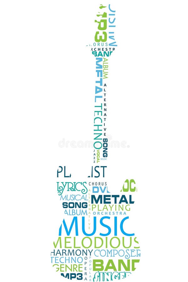 Text cloud guitar vector illustration