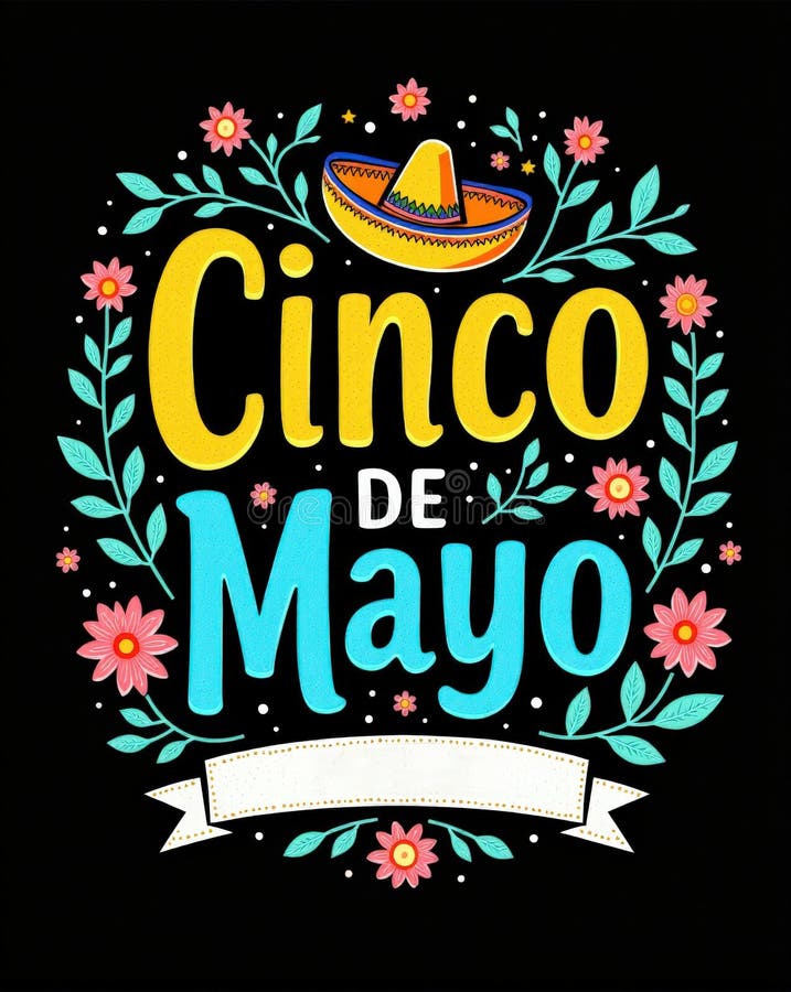 Text cu litere Happy Cinco de Mayo. Banner pentru fonturi tipografice de salut. Carte de invitație pentru festivalul mexican. Posterul de evenimente festive din 5 mai