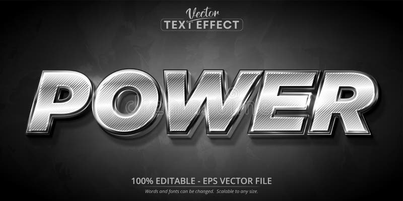 Text de putere strălucitor, stil argintiu strălucitor, efect de text editabil într-un stil argintiu strălucitor royalty free illustration