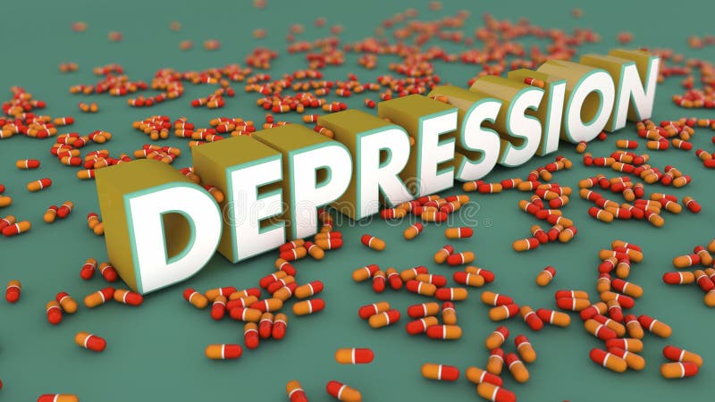 Depression 3d text and floor. Depression 3d text and floor