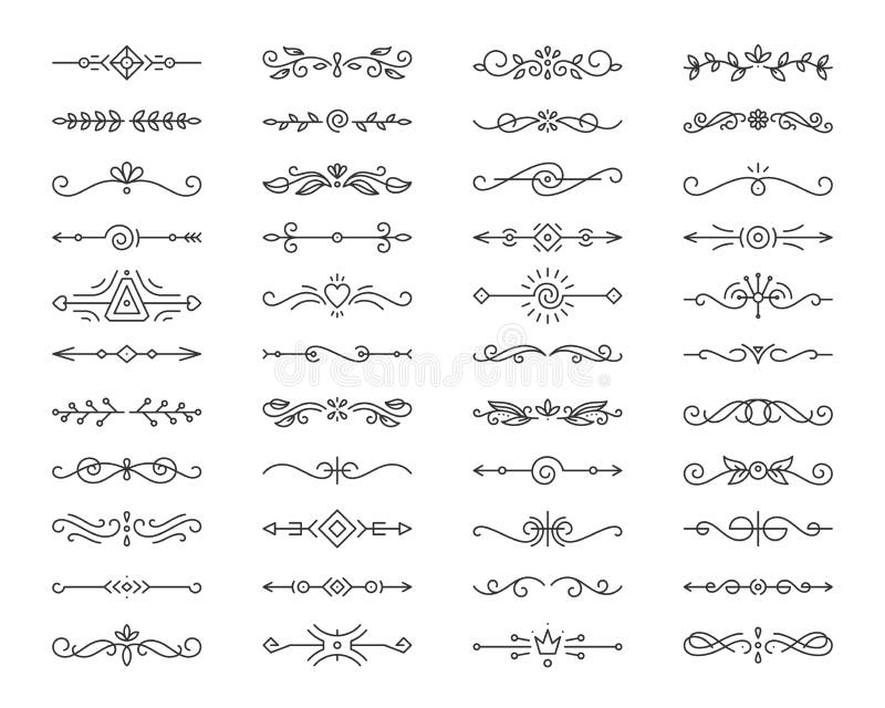 Text Divider simple black line icons vector set