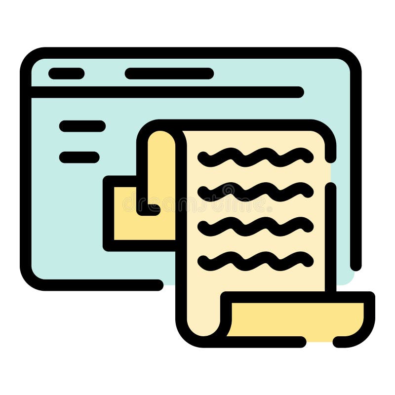 Text document in app window icon color outline vector vector illustration