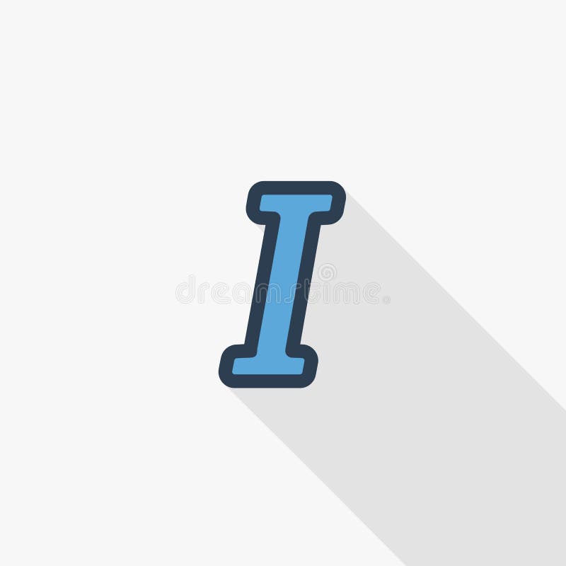 Text edit, italic font thin line flat color icon. Linear vector symbol. Colorful long shadow design. stock illustration