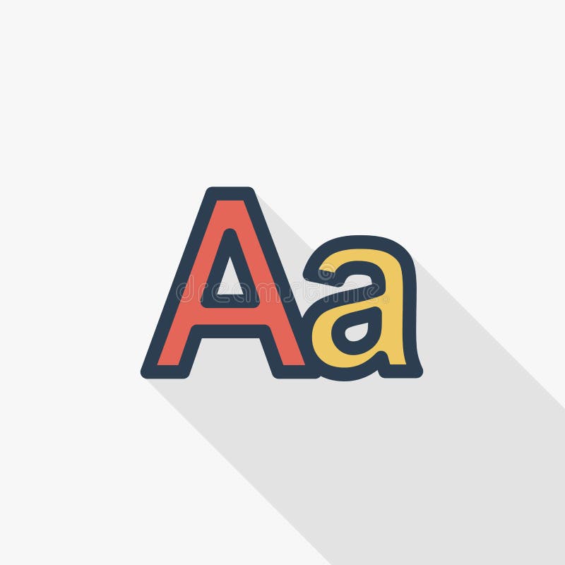Text edit, language, size thin line flat color icon. Linear vector symbol. Colorful long shadow design. vector illustration