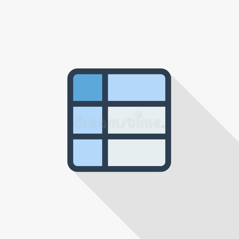 Text edit, table thin line flat color icon. Linear vector symbol. Colorful long shadow design. royalty free illustration