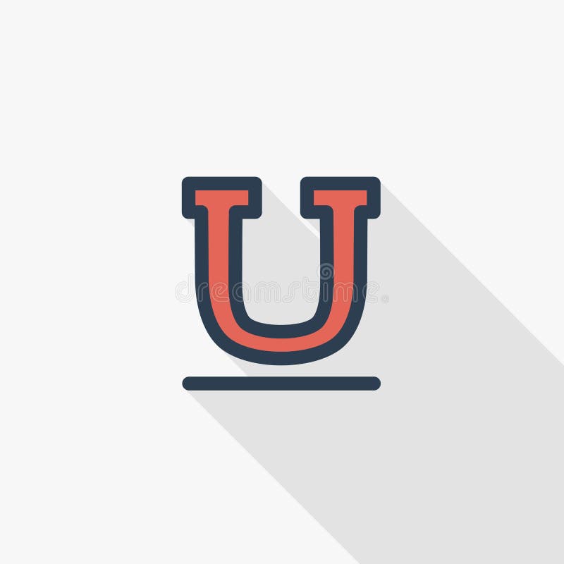 Text edit, underline thin line flat color icon. Linear vector symbol. Colorful long shadow design. vector illustration