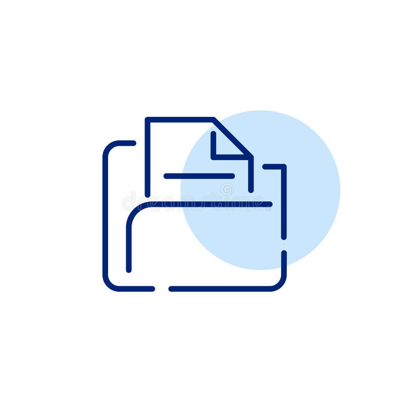 Text file in folder. Document storage and content access. Digital content management. Pixel perfect, editable stroke stock illustration