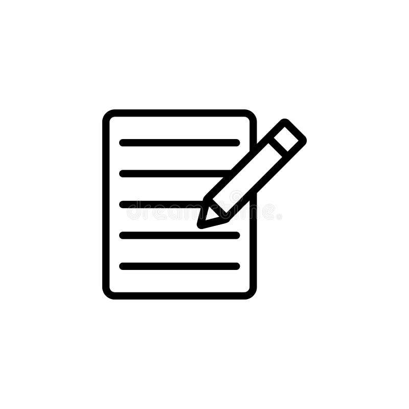 The text file with pencil icon. Simple thin line, outline vector of Web icons for UI and UX, website or mobile application stock illustration