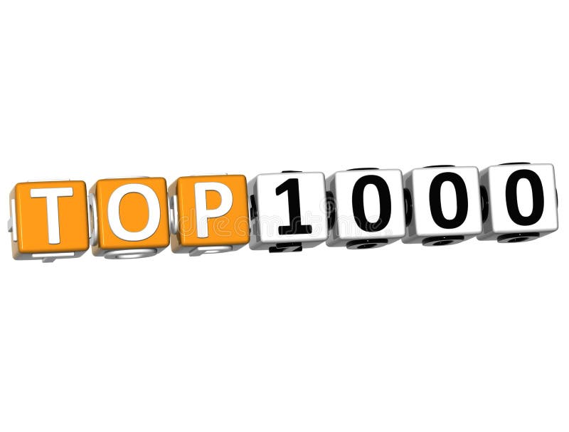3D Ranking Top 1000 Cube text on white background. 3D Ranking Top 1000 Cube text on white background