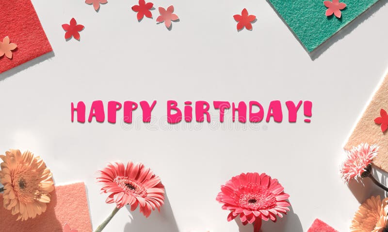 Text Happy Birthday. Panoramic Two Tone Geometric Background With ...
