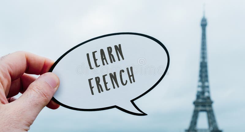 Text Learn French, in Paris, Web Banner Stock Image - Image of ...
