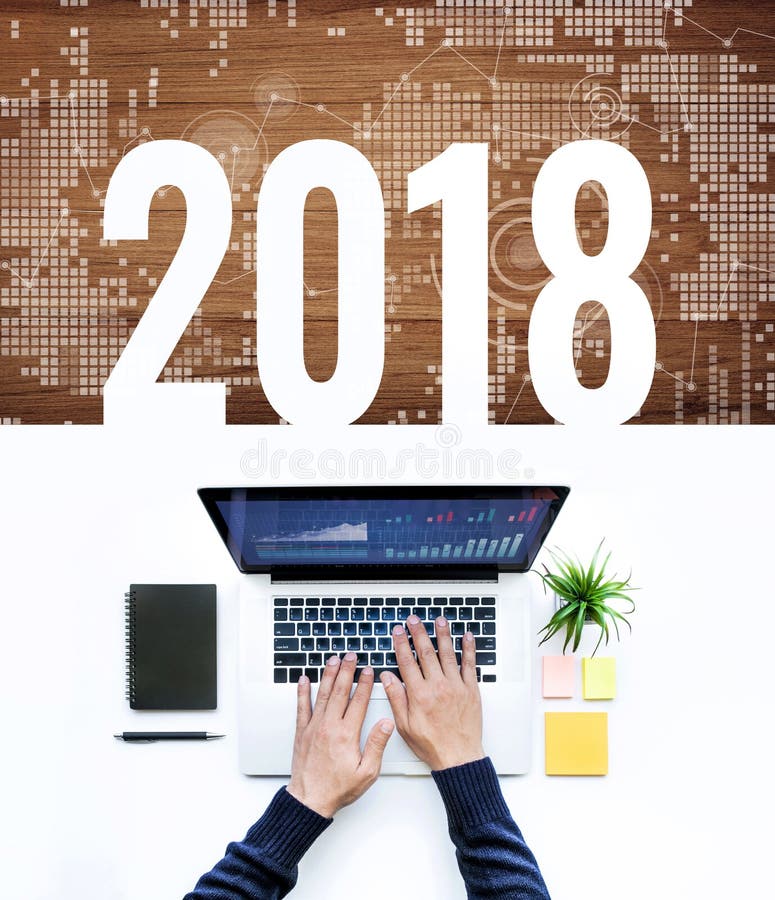 2018 text with male using computer laptop. royalty free stock image 2018 text with male using computer laptop. royalty free stock image