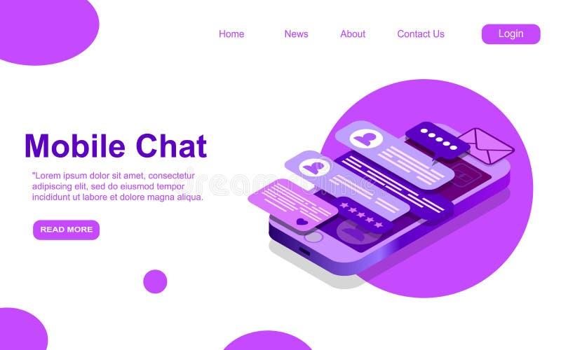 Text message isometric, mobile chat dialog, messenger concept, mobile phone keyboard, chatbot, support online, feedback