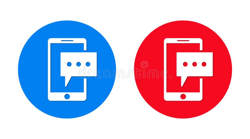 Text message phone icon flat trendy round button set vector illustration