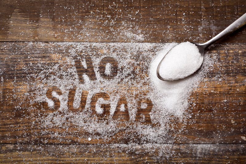Text no sugar written with sugar
