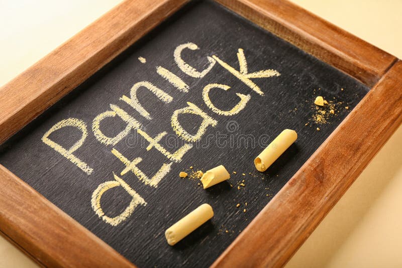 Text PANIC ATTACK Written on Chalkboard, Closeup Stock Image Image of