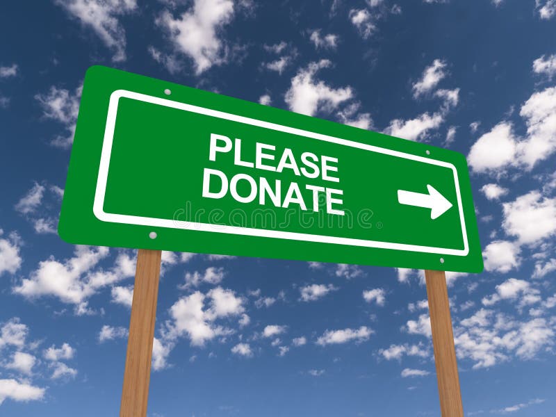 Please Donate Road Sign. Stock Photo, Picture and Royalty Free