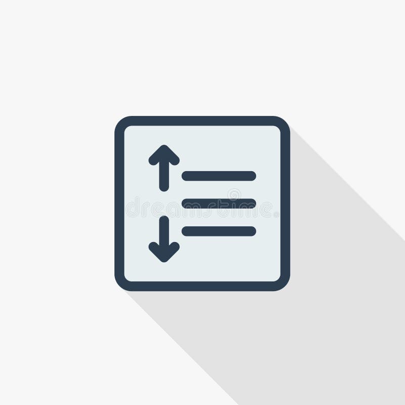 Text position edit, alignment, interval thin line flat color icon. Linear vector symbol. Colorful long shadow design. royalty free illustration