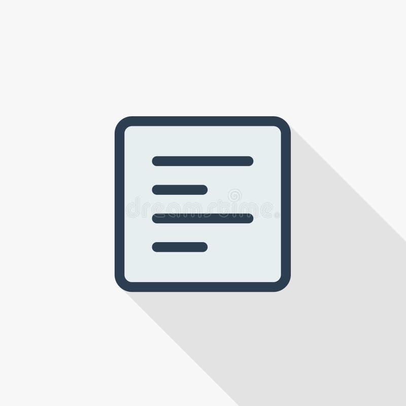 Text position edit, alignment left thin line flat color icon. Linear vector symbol. Colorful long shadow design. vector illustration