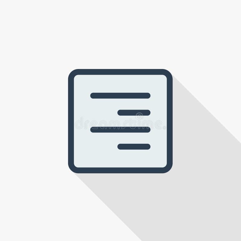 Text position edit, alignment thin line flat color icon. Linear vector symbol. Colorful long shadow design. vector illustration