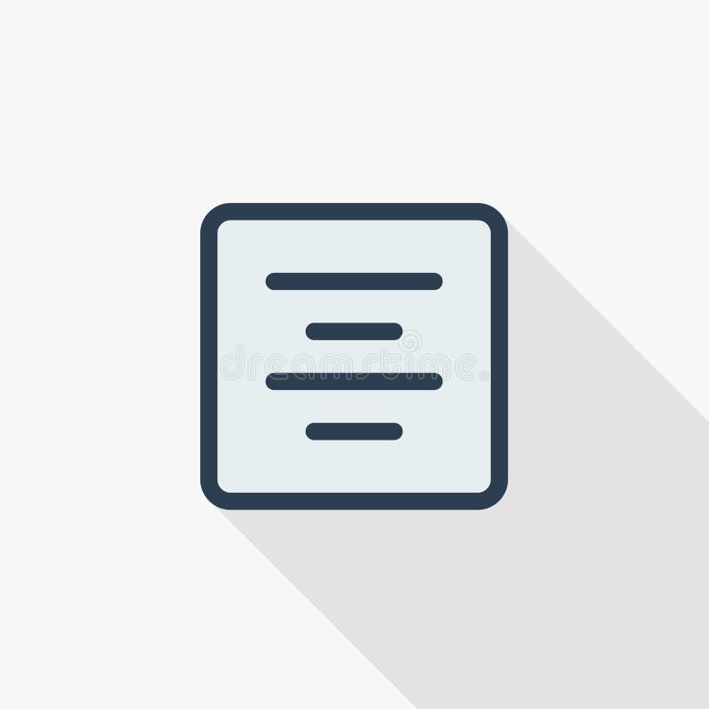 Text position edit, alignment thin line flat color icon. Linear vector symbol. Colorful long shadow design. royalty free illustration