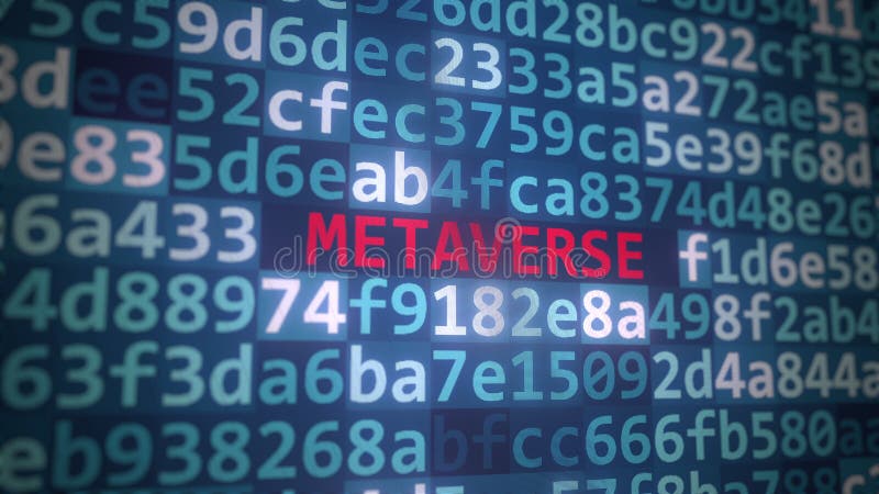 METAVERSE text and program code on the computer screen. 3D rendering. Text and program code on the computer screen. Screen code program illustrations