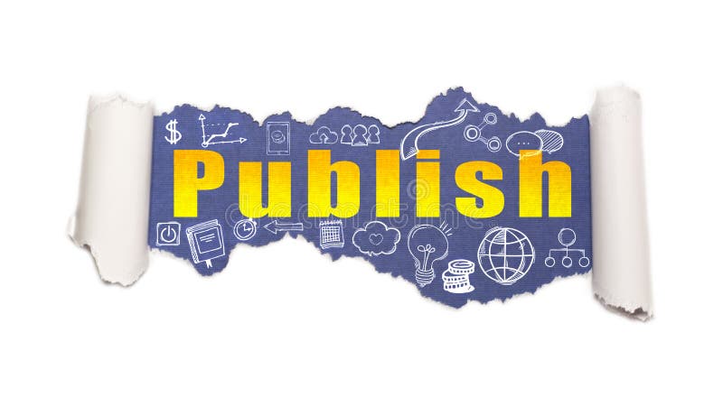 The text publish behind torn white paper stock photos The text publish behind torn white paper stock photos
