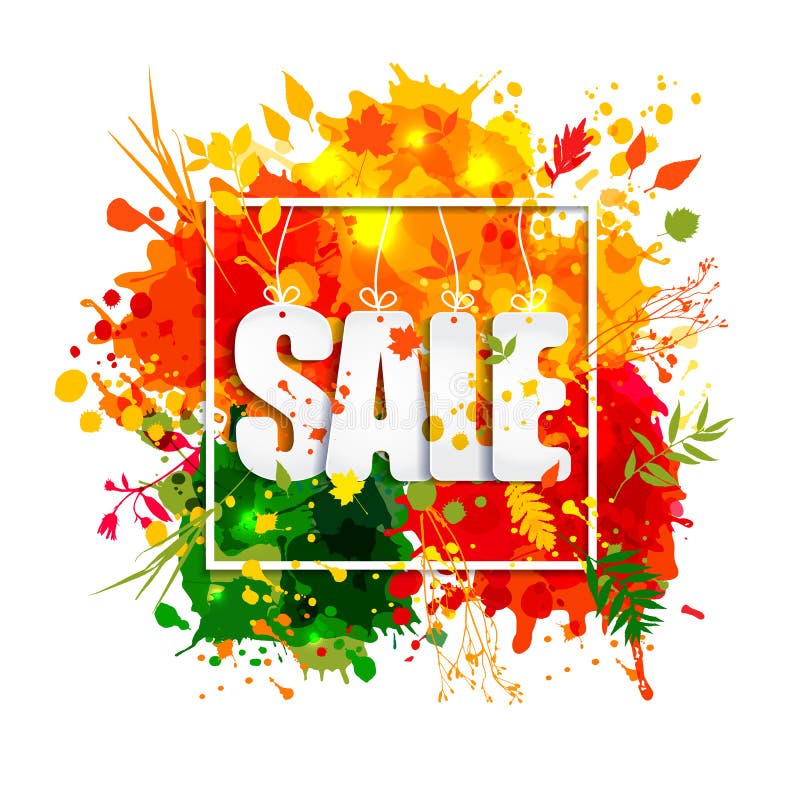 Text Sale i ram i pappers- stil på flerfärgad fläckbakgrund royaltyfri illustrationer Text Sale i ram i pappers- stil på flerfärgad fläckbakgrund royaltyfri illustrationer