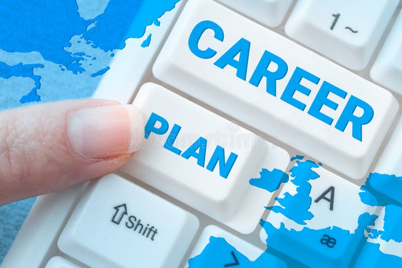 Text showing inspiration career plan word for ongoing process where you explore your interests 