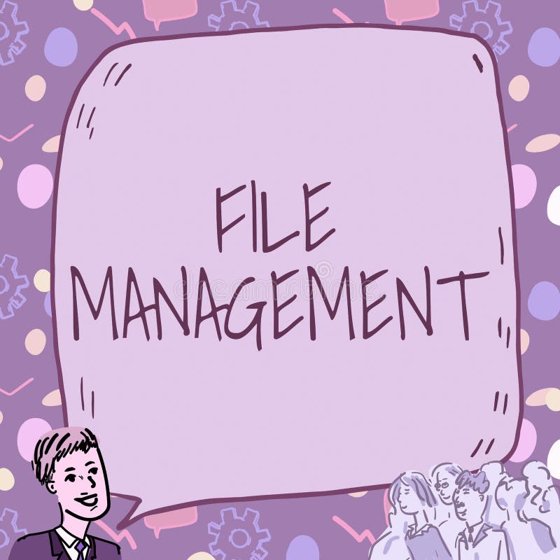 Text showing inspiration File Management. Business overview computer program that provides user interface to manage data royalty free illustration