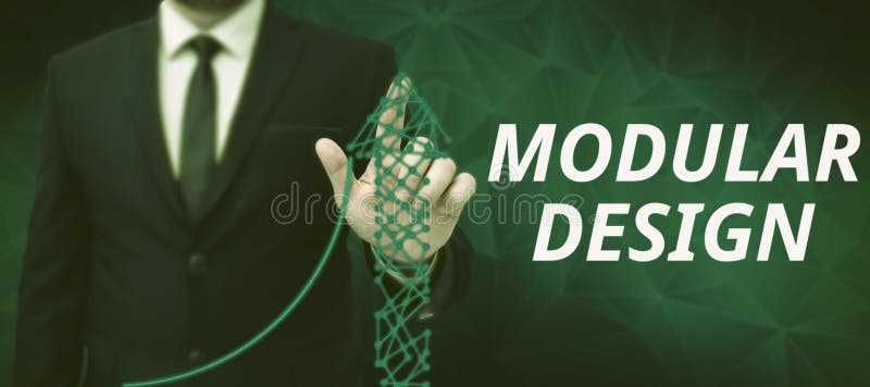 Text showing inspiration Modular Design. Business approach Using technology as a tool for learning and developing. Conceptual display Modular Design, Business showcase Using technology as a tool for learning and developing