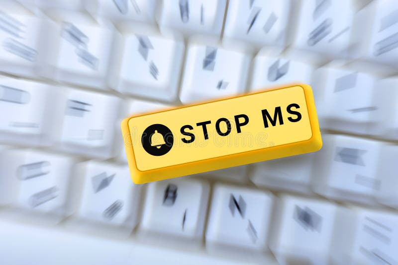 Text showing inspiration Stop Ms. Conceptual photo prevent disease marked by patches of hardened tissue in the brain and. Conceptual caption Stop Ms, Business overview prevent disease marked by patches of hardened tissue in the brain and spinal cord
