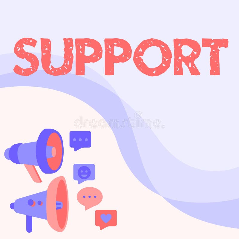 Text showing inspiration Support. Business overview Give assistance help service Professional advice Assist someone stock illustration