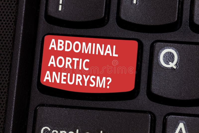 Text sign showing Abdominal Aortic Aneurysmquestion. Conceptual photo getting to know the enlargement of aorta Keyboard