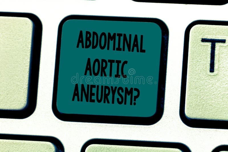 Text sign showing Abdominal Aortic Aneurysmquestion. Conceptual photo getting to know the enlargement of aorta Keyboard