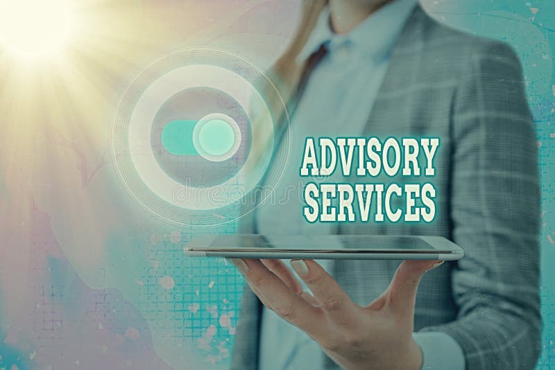 Text sign showing Advisory Services. Conceptual photo Support actions and overcome weaknesses in specific areas royalty free stock photos