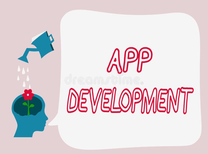 Text sign showing App Development. Conceptual photo Development services for awesome mobile and web experiences royalty free illustration