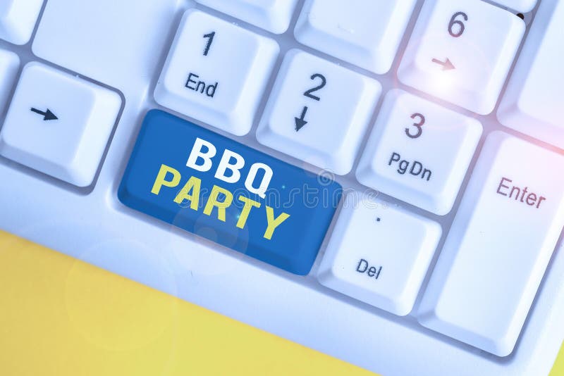 Text sign showing Bbq Party. Conceptual photo usually done outdoors by smoking meat over wood or charcoal White pc