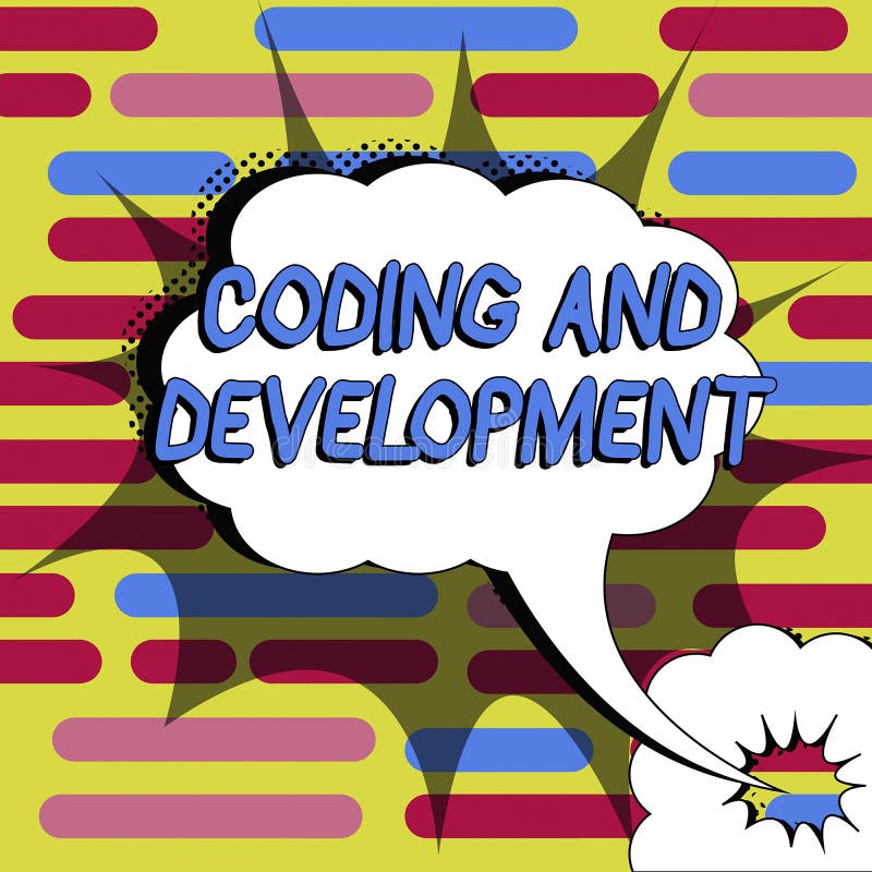 Text sign showing Coding And Development. Internet Concept Programming Building simple assembly Programs royalty free illustration
