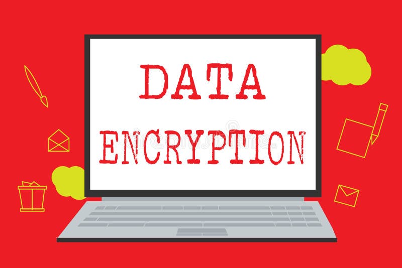Text sign showing Data Encryption. Conceptual photo Symmetric key algorithm for the encrypting electronic data royalty free illustration