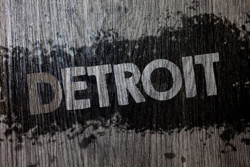 Text sign showing Detroit. Conceptual photo City in the United States of America Capital of Michigan Motown Wooden wood background