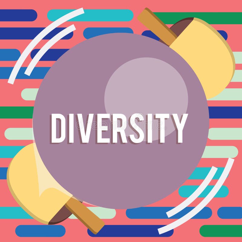 Text sign showing Diversity. Conceptual photo state of being diverse range different things miscellany mixture Table Tennis Racket stock photography Text sign showing Diversity. Conceptual photo state of being diverse range different things miscellany mixture Table Tennis Racket stock photography
