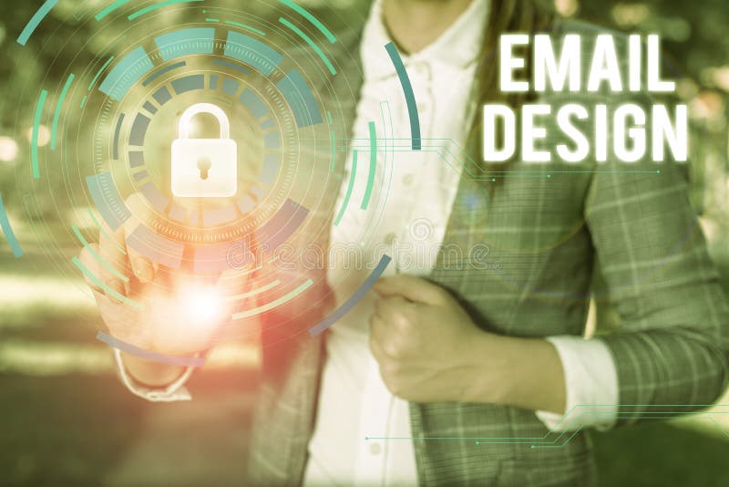 Text sign showing Email Design. Conceptual photo reusable HTML file that is used to build email campaigns Female human stock photos