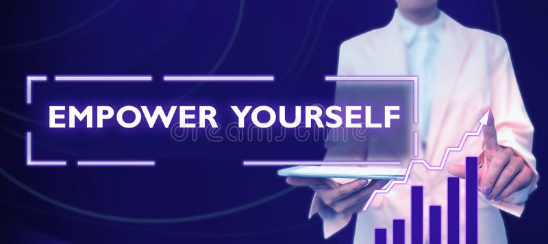 Text sign showing Empower Yourself. Business overview taking control of life setting goals positive choices stock photography